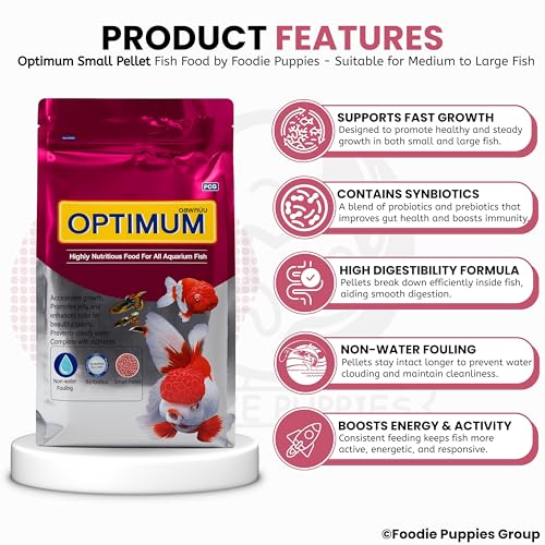 Image of Foodie Puppies Optimum Fish Food - 1Kg (Small Pellet) | Highly Digestible & Added with Corn Protein Meal & Fish Oil | Highly Nutritious Fish Food for All Aquarium Fish with Free Key Ring