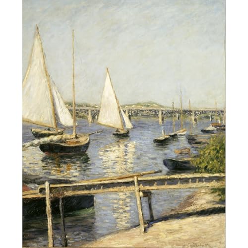Impression d'art toile Caillebotte Bateaux à voile Argenteuil grand tableau salon 127 cm