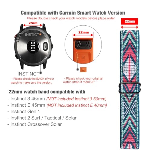 Correa Elástica de Nylon 22mm para Garmin Instinct 3 45mm miniatura 2