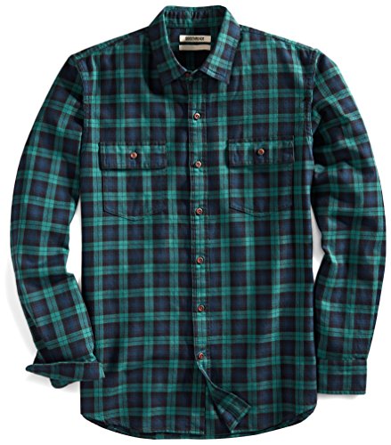 Amazon Brand - Goodthreads Mens Slim-Fit Long-Sleeve Plaid Twill Shirt, Black Caviar, Medium