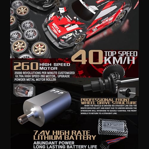 Image of Krishiv RCS 1:16 RC Drift Car for Kids 8+ & Adults - 4WD 30km /h Remote Control Car with ESP Stability Mode | Drift + Racing Tyres | Multi-Color LED | Rechargeable Battery | 2.4GHz Radio