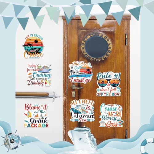 Image of Dazoratix Retro Cruise Door Decorations - 9 Pcs Large Ship Cabin Anchor Magnetic Essentials Funny Magnets Stickers Stateroom Decals for Summer Carnival Party Holiday Accessories Refrigerator Car Decor
