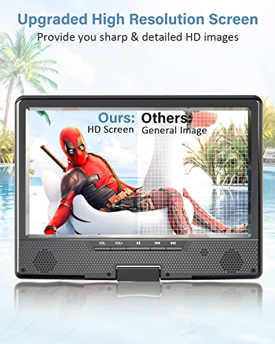 Arafuna 12.5" Portable Dvd Player For Car, 10.5" Hd Swivel Screen With Car Headrest Holder, 5-Hour Rechargeable Battery, Support Usb/Sd/Sync Tv, Regions Free, Last Memory #TOP1