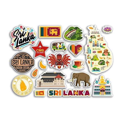 Feuille d'autocollants A5 en vinyle du Sri Lanka - Monuments du pays de l'Asie - Tampon de vacances, carte d'été, drapeau de voyage, ville, bagages, scrapbooking #79019