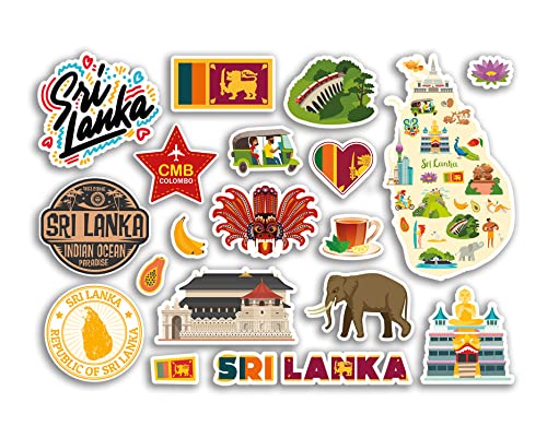 A5 Aufkleberbogen Sri Lanka Vinyl Aufkleber – Asien Land Sehenswürdigkeiten Urlaubsstempel Sommer Karte Flagge Reise Stadt Gepäck Scrapbooking #79019