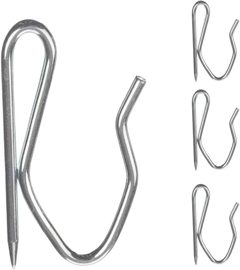 Heavy Duty Zinc Metal Drapery Pin Hooks for Pencil Pinch Pleat Curtains Pack of 20