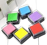 Material: espuma y tinta. Juego de 6 almohadillas de tinta para uso con sellos de goma en papel, madera, tela