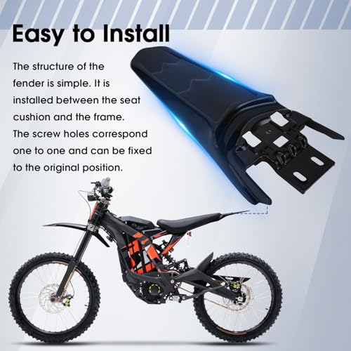 Motorrad Schutzblech Hinten,Motorrad Verlängerter Hinten Kotflügel Rear Fender für Sur Ron Light Bee X/S X260 X160 Electric Dirt Bike-Schwarz