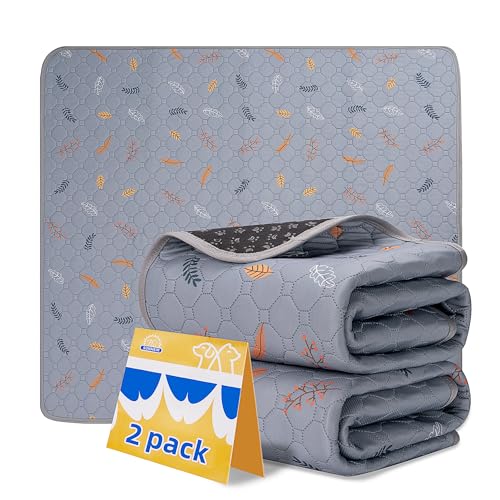 Image of Sunheir Washable Pee Pads for Dogs - 2-Pack Thick Heavy-Absorbency Reusable Pee Pads Prevent Leakage Non-Slip, Waterproof Pet Training Pads for Puppy Playpen, Crate, Whelping Box, Potty Training
