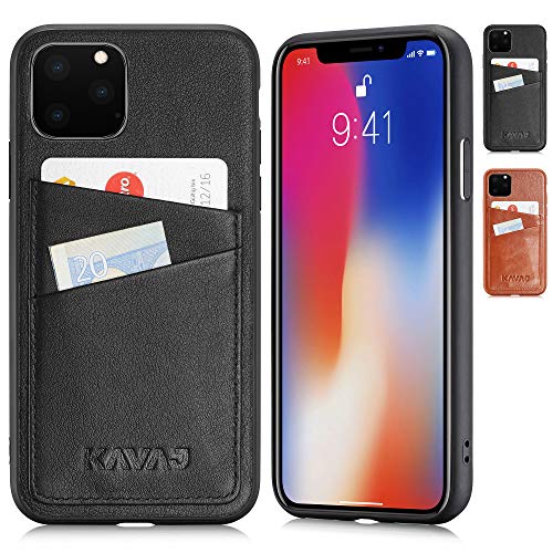 Hot Deals KAVAJ Case Compatible with Apple iPhone 11 Pro Max 6.5" Leather - Tokyo - Black Wallet Cover Bumper with Card Holder