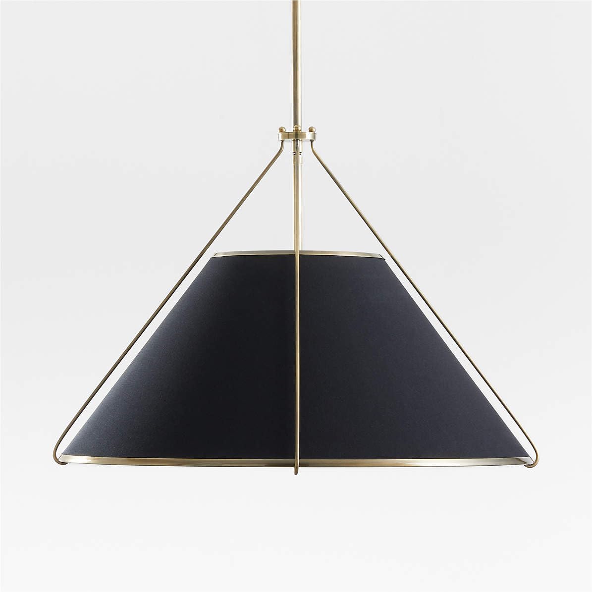 Modern Conical Linen Shade Polished Brass Finish Chandelier, Pendant Lights for Living Room, Island Kitchen Lights (Black)