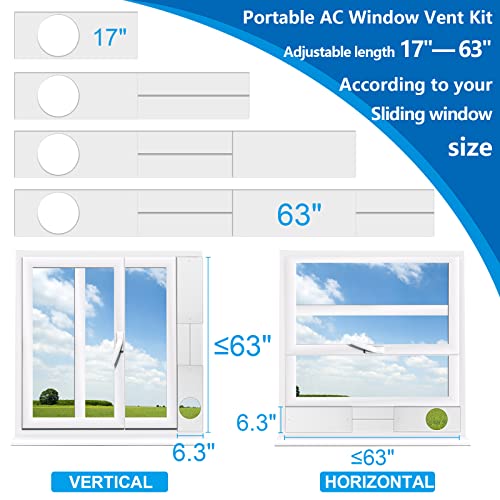 Portable Air Conditioner Window Kit with Hose Adjustable Window Seal kit Plate for AC Unit, Portable AC Window Vent Kit PVC Seal for Sliding Window Door, AC Window Kit with 5.9\" Anti-Clockwise Hose - Thumbnail 3