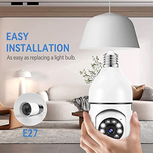 Atsitk Light Bulb Security Camera, Light Bulb Camera Wifi Outdoor, Fhd 1080P 360° Panoramic Ptz 2.4G Wireless Smart Ip Cameras For Home/Baby/Pet, Color Night Vision, Two Way Audio, Motion Tracking #TOP5