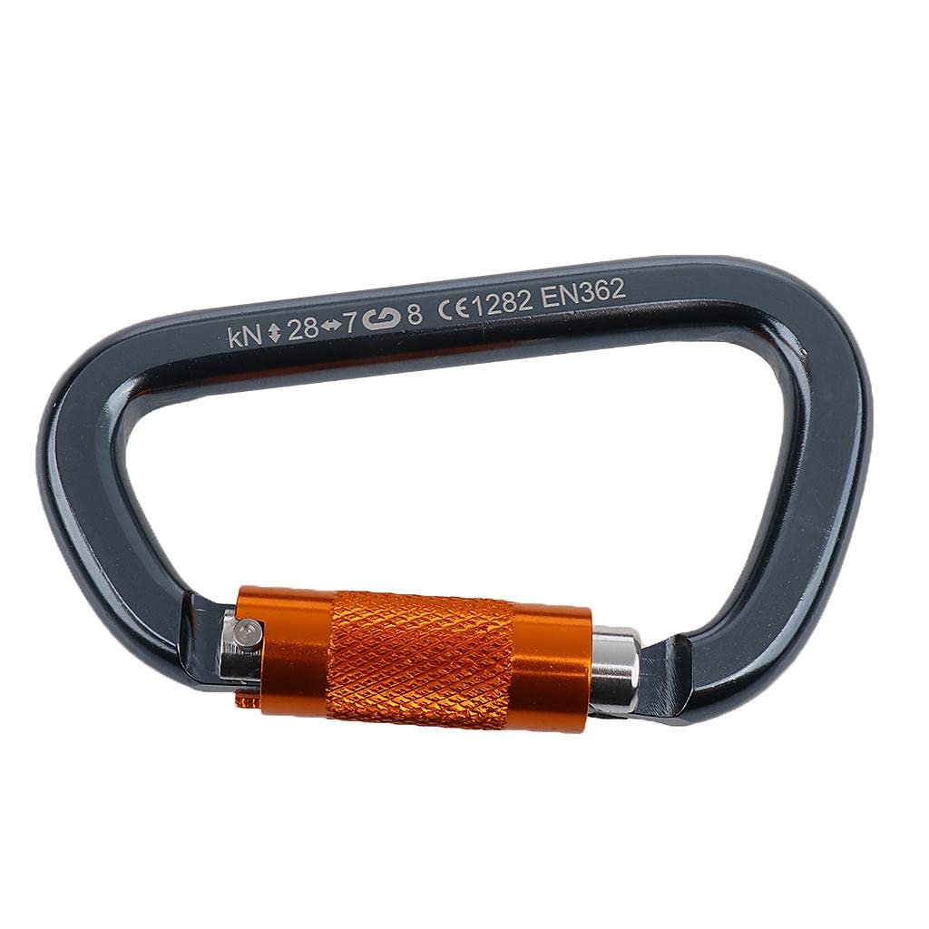 Qianly Mosquetón de Aluminio con Anilla en D de 28 KN con Bloqueo Giratorio + 20 KN Fijo