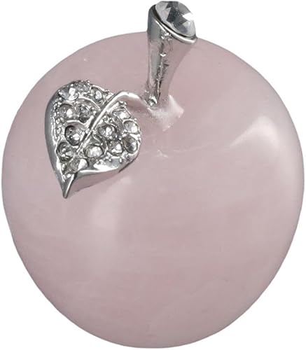 Miniatura 3 de Colección de estatuas de cristal de manzana de cuarzo rosa natural, 1.18 pulgadas, decoración de habitación de manzana rosa, regalo de oficina,