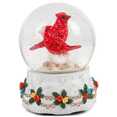 image for Elanze Designs Mr. & Mrs. Red Cardinal Figurine 100MM Water Globe Play