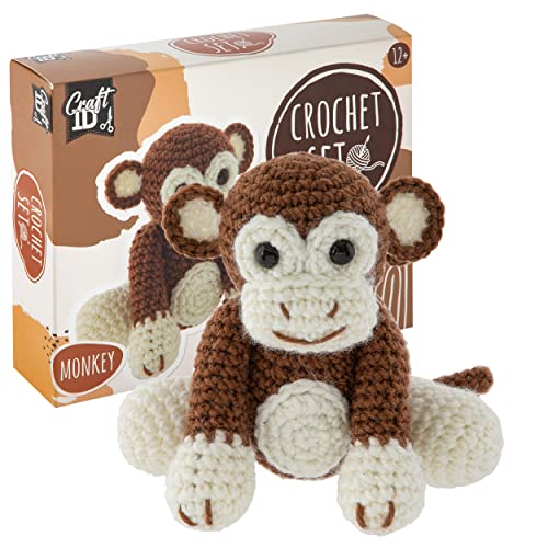 Craft ID Kit per Uncinetto | Set per Amigurumi | Scimmia | Conoscenza di base dell'uncinetto | Set Ferri da Uncinetto Bambini e Adulti | Pupazzetti | Animali