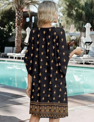Image of Zeagoo Womens Summer Dress Casual Ruffle Tiered Floral Square Neck Sundresses Beach Boho Mini A-line Dress 2026 with Pockets