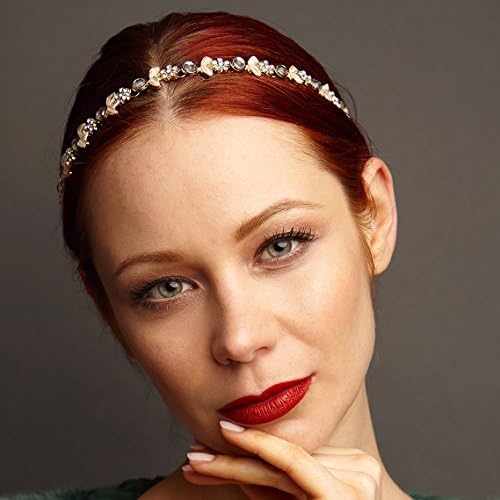 QueenMee Flower Headband Crystal Hair Band Silver Head Band Bridesmaid Hair Accessory Diamante Wedding Hairband Wedding Headband Rhinestone Hair Jewelry Silver Hair Jewellery Flower Alice Band Gold Headband Headchain Head Chain