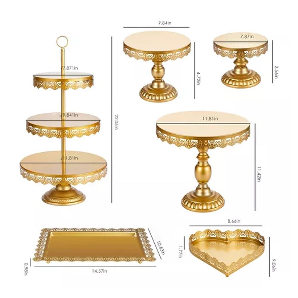 YIWEOG 7-teiliger Kuchenständer aus Metall, Desserttisch, Cupcake-Halter, Kuchen-Serviertablett, Präsentationsturm für Hochzeit, Party, Geburtstag, Jahrestag