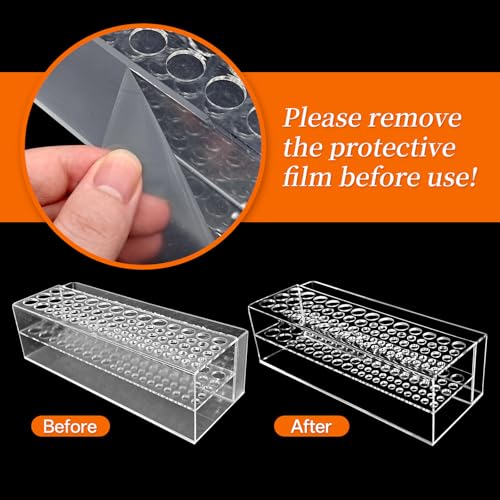 Image of Acrylic Paint Brush Holder 77 Holes and Multi-functional Compartment Paintbrush Organizer Artist Brush Holder Paint Brush Stand Rack for Pens Pencils
