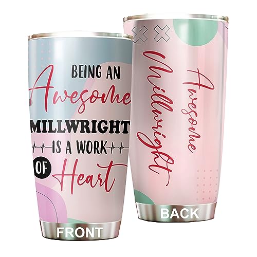 MEDROC Awesome Millwright Tumbler Stainless Steel 20oz, Funny Millwright Gifts Bulk For Birthday Christmas, Millwright Gifts For Men Women Office Coworker Driking Coffee Cup Humor