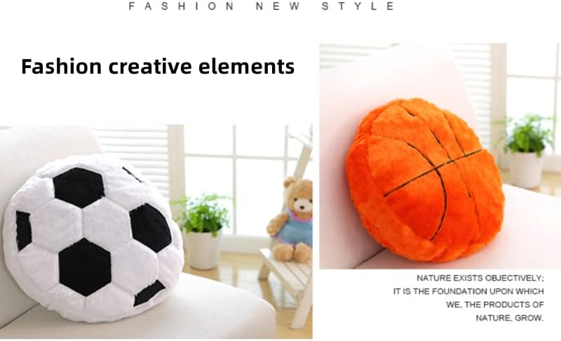 Miniatura 4 de Almohada de felpa de fútbol de 13.8 pulgadas, suave, deportiva, regalo para decoración de sofá, dormitorio y cumpleaños de niños (naranja)