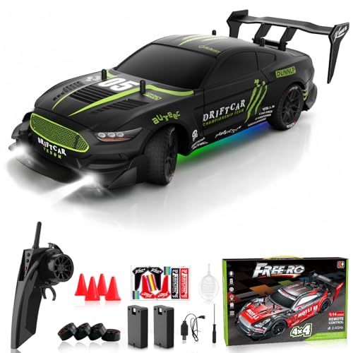 Image of Remote Control RC Drift Car 1:16 Scale 4WD RC Car with LED Lights 2.4GHz 30km /h RTR High Speed Racing Sport Toy for Adults Boys Girls Kids Gift 2Pcs Rechargeable Battery