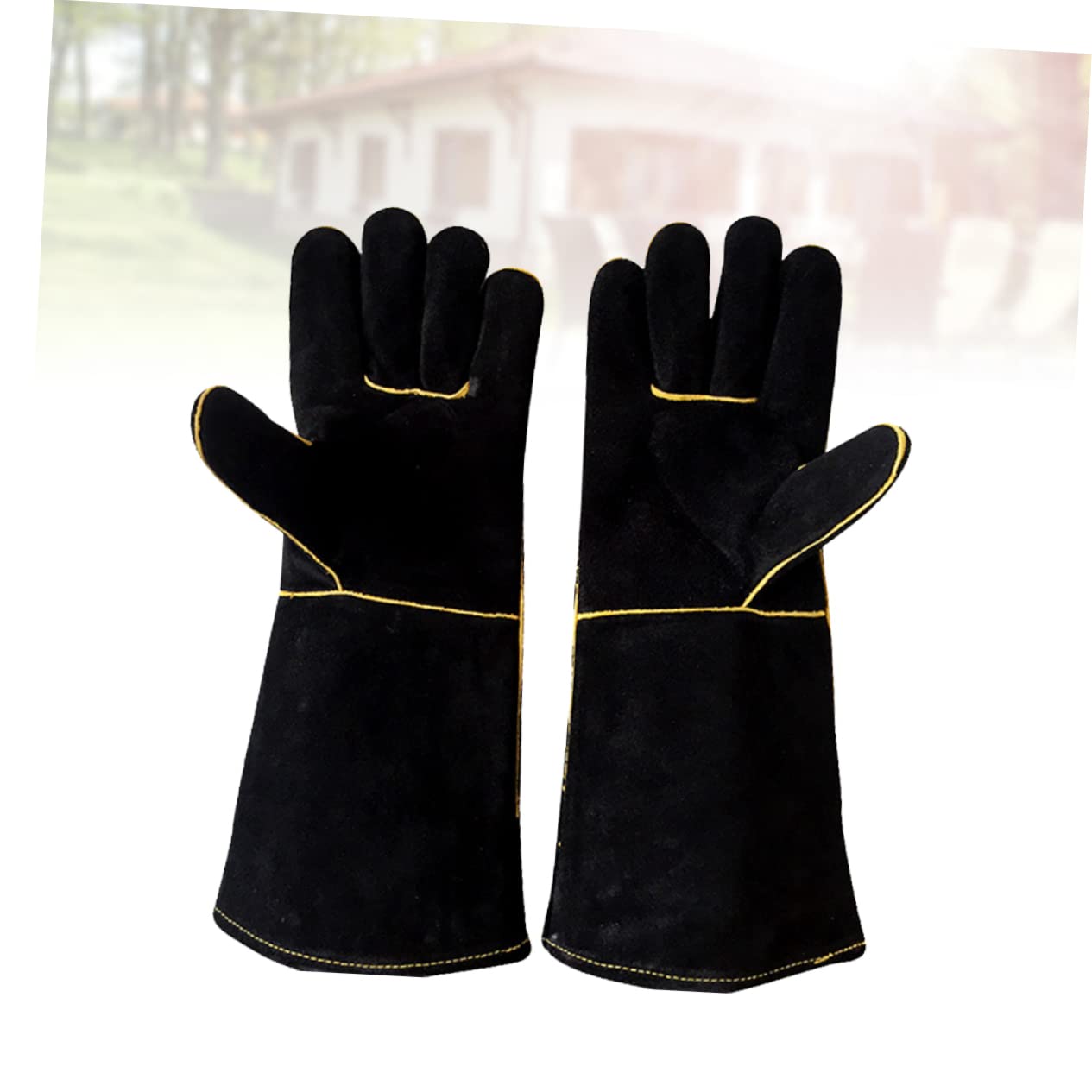 Mikinona Guantes aislantes Mitts para Hornear Guante de Cocina de puño Largo Guante de Parrilla Guante para el Horno Guante para Hornear Guante Aislante Black