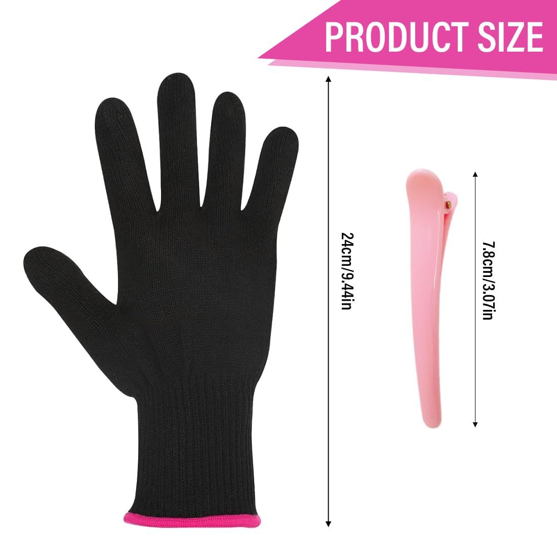 Gants de coiffure thermiques, Lot de 2 gants résistants à la chaleur avec 2 pinces à poudre pour le coiffage des cheveux chauffage pour fers à friser lisseurs et fers à friser