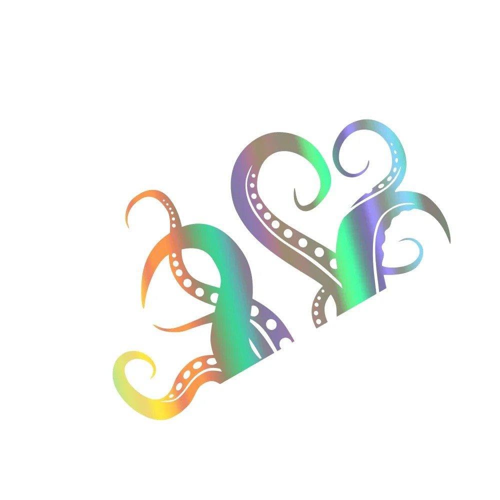Bertdcx Colorful Laser Auto Accessory Car Hood Sticker Artistic Octopus Tentacles Marine Animals Vinyl Decal Personalized Car Body(,96X54cm)