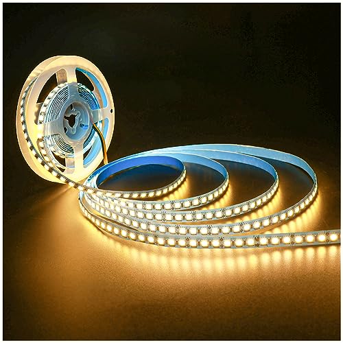 Tesfish Striscia LED 12V, Bianco Caldo 3000K Strisce LED 5M Striscia Luminosa SMD 5050 IP20 600 LEDs LED Flessibile LED Strip Nastri LED per Camera da letto, Cucina, Decorazione Pubblicitaria