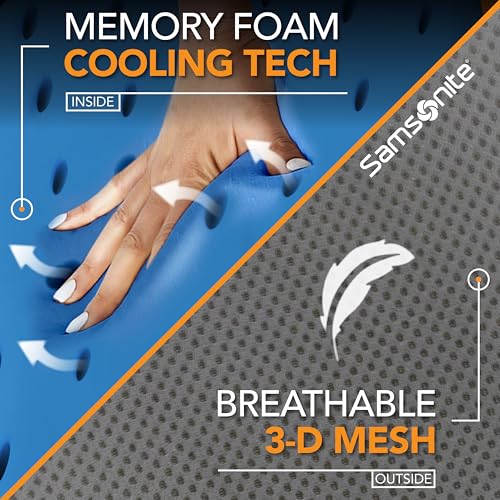 Image of Samsonite Ergonomic Neck Pillow - Large Car Neck Pillow for Driving, Gel Memory Foam Cushion for Travel, Cooling Car Support Headrest for Road Trips, Fits Cars, SUV's, Trucks, and Desk Chairs, Grey