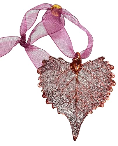 Ornament, Cottonwood Leaf, Copper Dipped, 2.5", Real Leaves