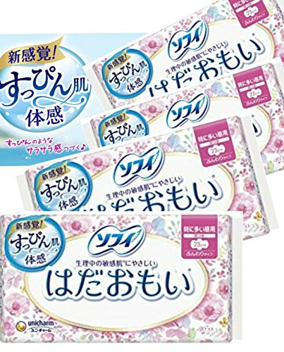 【まとめ買い】ソフィ はだおもい 特に多い日の昼用 羽つき 23cm 20コ入×4個パック(unicharm Sofy)
