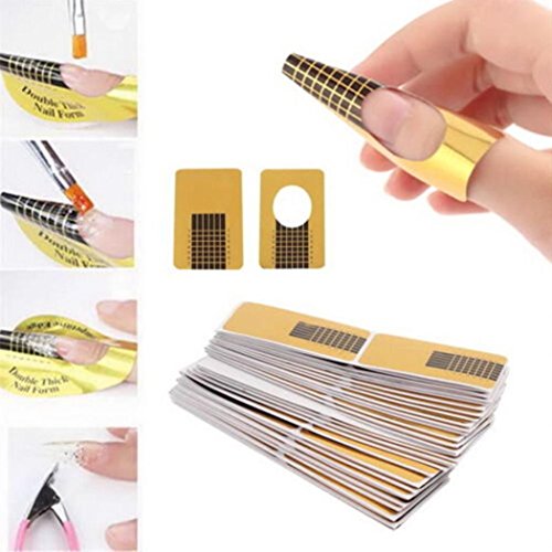 Lookatool 100Pcs Nail Art Tips Extension Forms Guide French DIY Tool Acrylic UV Gel