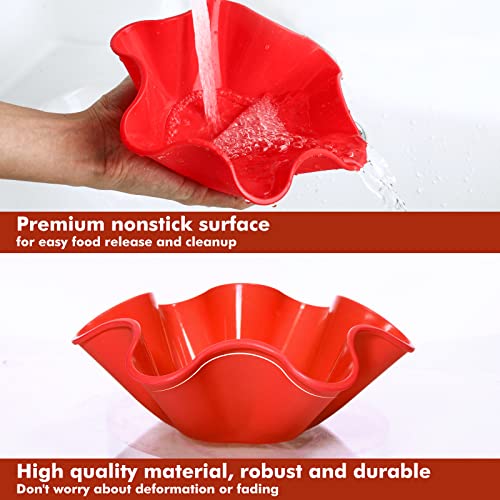 Koluti Nonstick Silicone Tortilla Shell Maker Set Of 3, Colorful Taco Salad Bowl Mold, Baking Pan Tostada Baker For Kitchen, Microwave & Dishwasher & Oven Safe (Red Orange Green) #TOP2