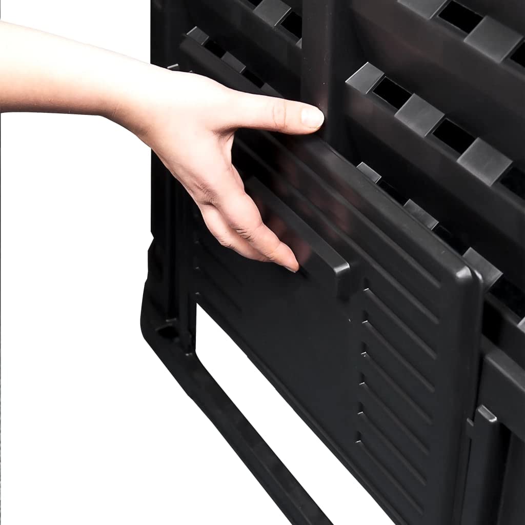 Kompostownik ogrodowy, czarny, 93,3 x 93,3 x 80 cm, 480 l, odporny na warunki atmosferyczne, odporny na warunki atmosferyczne, szybki rozkład, nawóz, balkon, taras, do użytku na zewnątrz