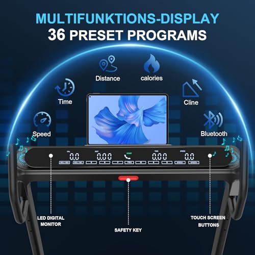 Treadmills for Home Foldable -Incline Treadmill with 20 level Auto-4.5HP Ultra‑Quiet Motor-Portable Treadmill for 150KG High Weight Capacity -12 Programs-LED Display & Bluetooth Speakers for Home Use - Image 5