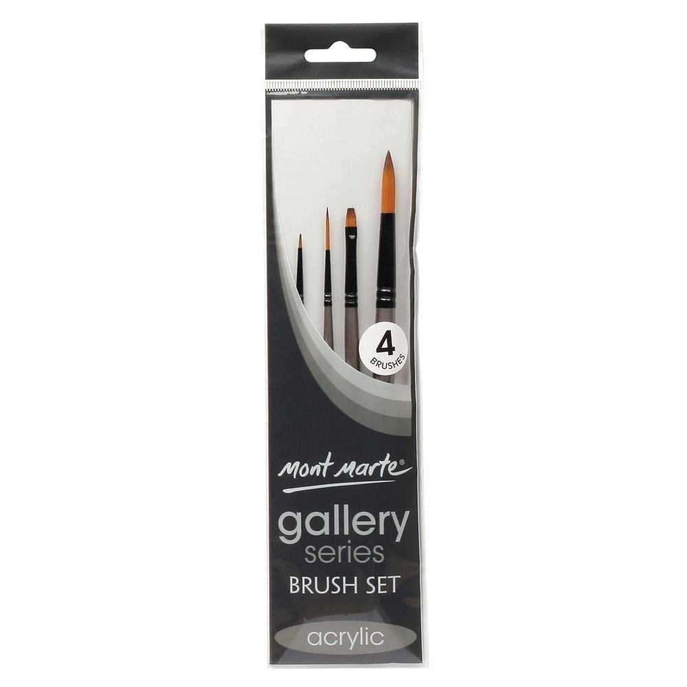 Mont Marte Gallery Series Brush Set Acrylic- 4pc, Set 1