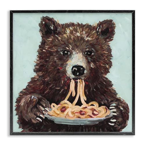 Whimsical Bear Spaghetti Still Life, 17 x 17 Inch Framed Giclée Print