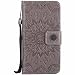 Produktbild Dfly iPhone 8 Hülle [Frei Displayschutzfolie], Premium Slim PU Leder Mandala Blume Prägung Muster Flip Hülle Bookstyle Stand Slot Schutzhülle Tasche Wallet Case für Apple iPhone 8 (2017), Grau