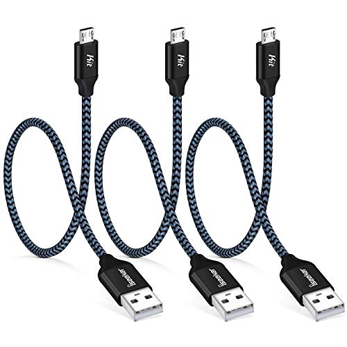Short Micro USB Charger, iSeekerKit 3Pack 1.5ft/50cm High Speed Micro-USB to USB 2.0