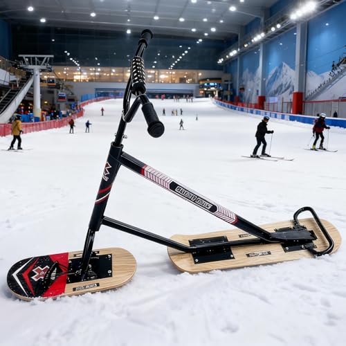 lilishangmao Patinete De Nieve 2026 para Adultos: Dirección De 360° Y Doble Pala,Marco De Aluminio Reforzado - Tabla De Esquí para Exteriores,Capacidad De 150 kg,para Deportes De Invierno Wood