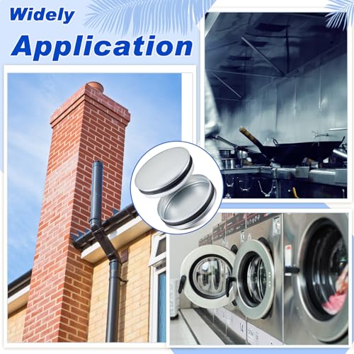 Image of VIHOSE 2 Pcs 6 Inch Od Dryer Vent Cap with Rubber Gasket Round Dryer Vent Cover Inside Galvanized Steel Tee Duct End Cap Pipe Cover Metal Plug for Outdoor and Indoor HVAC Systems