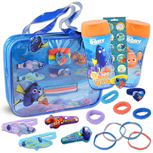 Walt Disney Studio Disney Finding Dory Bathroom Bundle Finding Nemo Hair Accessories Set - 16 Pc Ultimate Finding Dory Bath Set Including Hair Ties, Hair Clips, Body Wash, Bubble Bath, and More