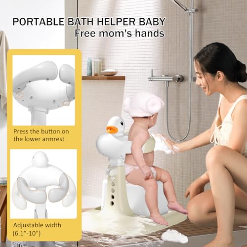 Image of Adjustable Height Baby Shower Stand with Anti-Slip Base, Bath Shower Standing Support, Portable Bath Helper