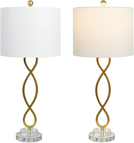 Miniatura 6 de Maxax Juego de 2 lámparas de mesa doradas de latón de 30 pulgadas para sala de estar, modernas lámparas de buffet altas y delgadas con decoración de