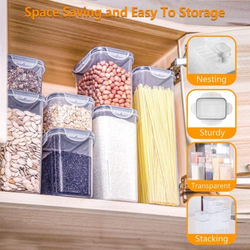 DIDO Airtight Food Storage Container Set of 16 - Kitchen & Pantry Organization, BPA Free Plastic Canisters with Lids, Dry Food Containers for Sugar, Flour, Snack, Includes Labels, Marker & Spoon Set