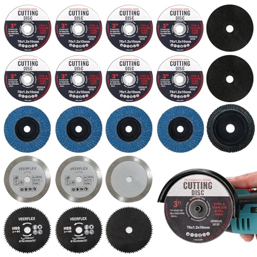 21 pièces de disques à tronçonner, disque à tronçonner 76 mm, combinaison de 4 types de meules pour le ponçage du métal, de la pierre et du ciment, adaptée à...